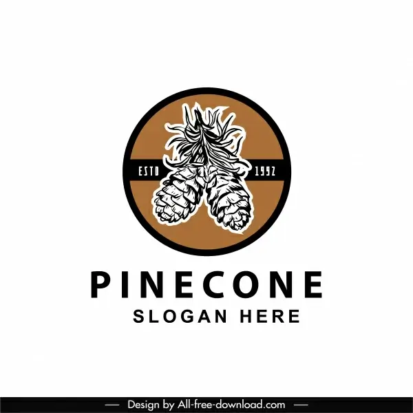 pine cone logo template elegant classical handdrawn design