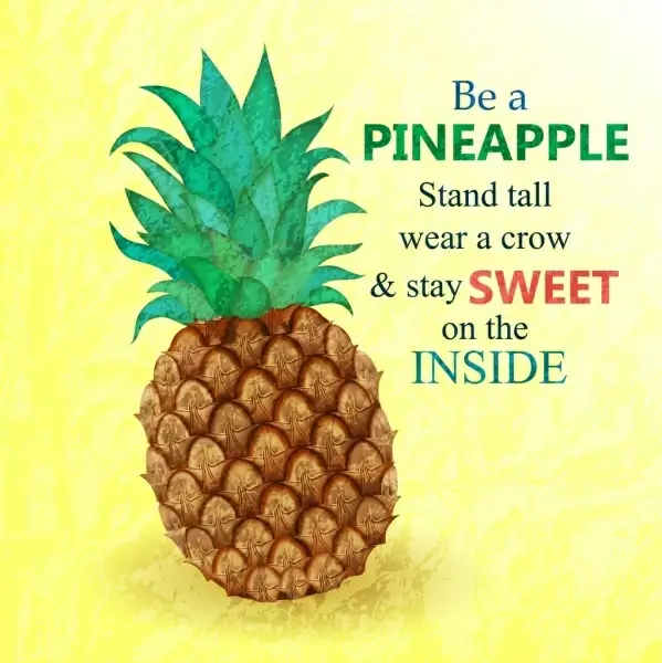 pineapple advertisement colorful flat design retro style