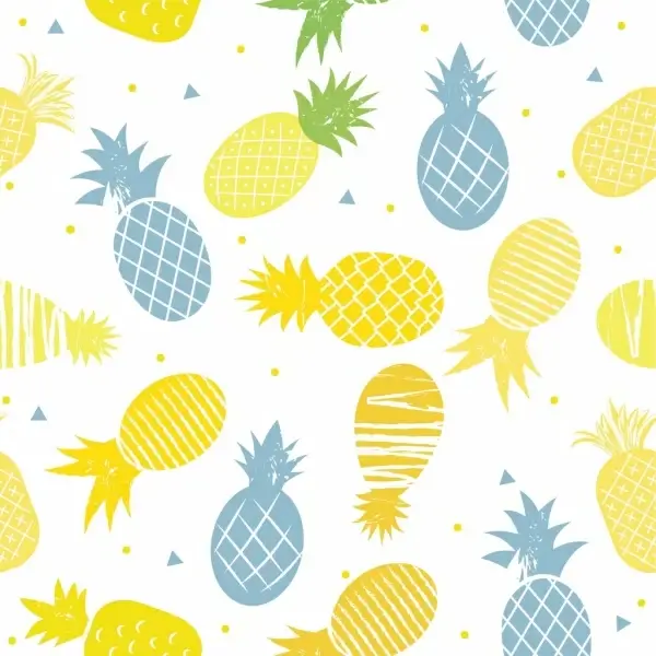 pineapple background colored flat design repeating style