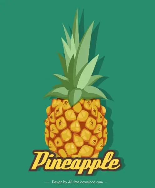 pineapple icon bright colored classic sketch