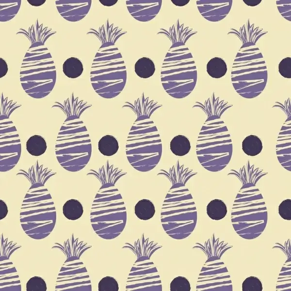 pineapples background violet flat repeating printed icons