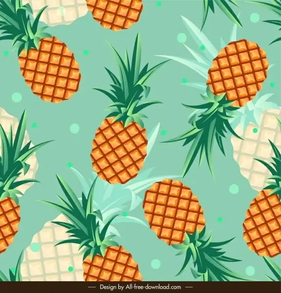pineapples pattern colorful flat repeating decor