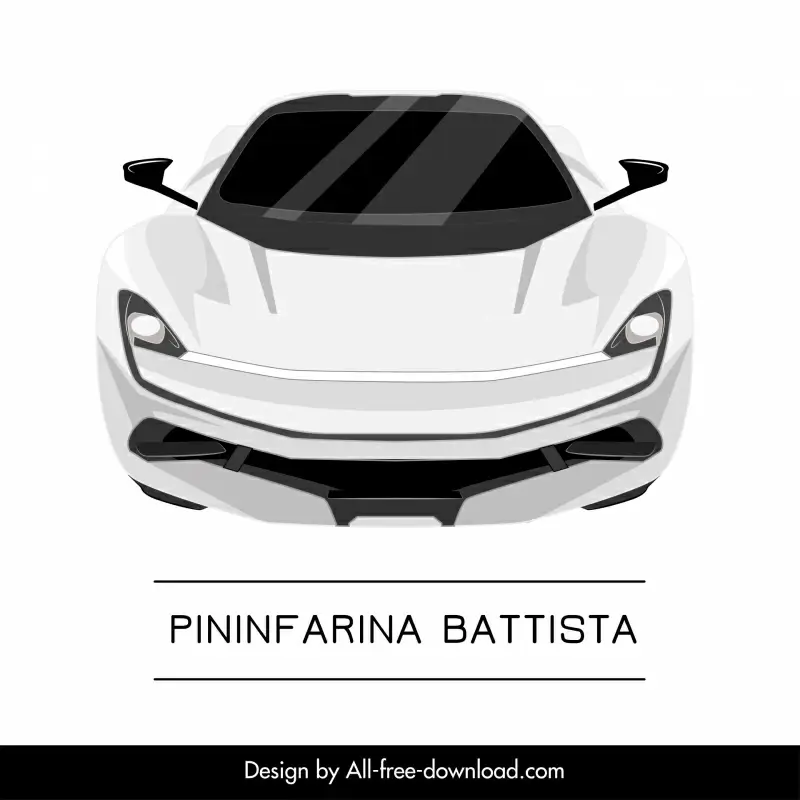 pininfarina battista car model icon modern symmetric front view design 