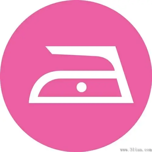 pink electric iron icon vector