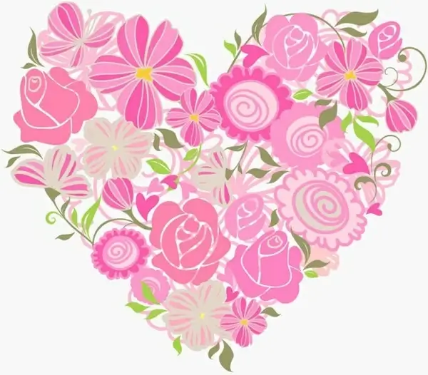 Pink Floral Heart Vector Graphic