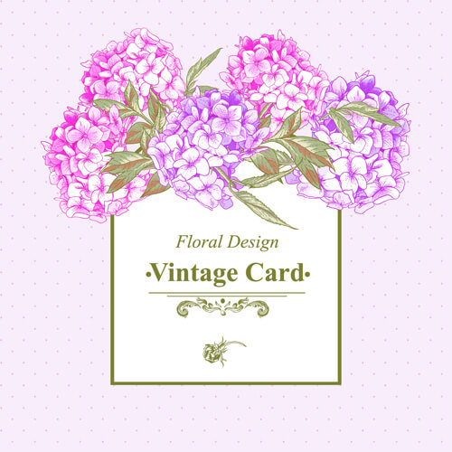 pink floral vintage card vector