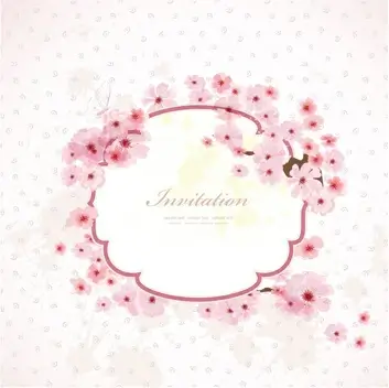 pink flower invitation background vector