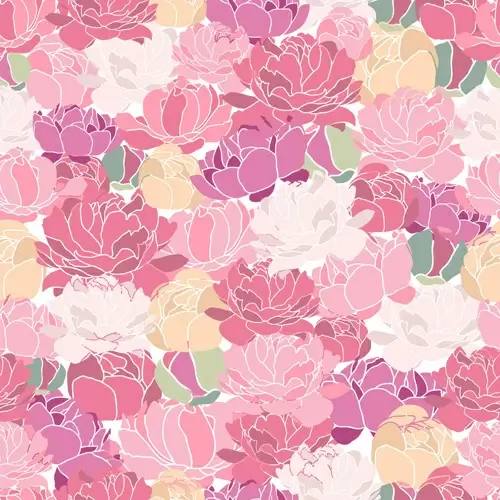 pink peonies seamless pattern hand drawing vector
