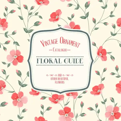 pink red flower card vector