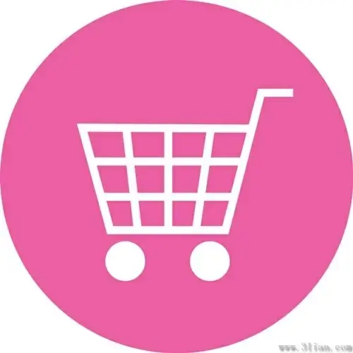 pink shopping cart icon vector