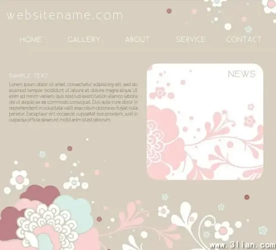 webpage template flowers decor classical design