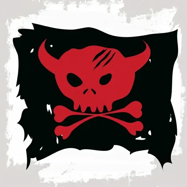 pirate flag template bull skull bone icon decor