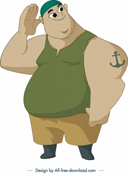 pirate man icon cartoon character sketch