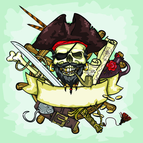 pirates label background vector