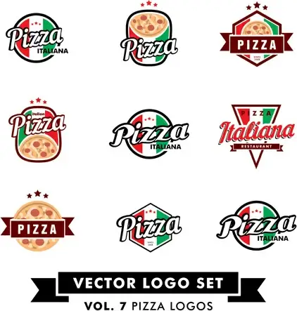 pizza color logos vector