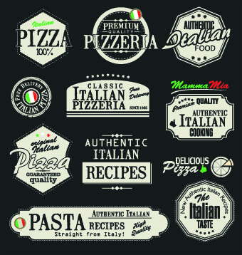 pizza labels vector set