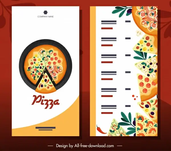 pizza menu template bright colorful flat decor