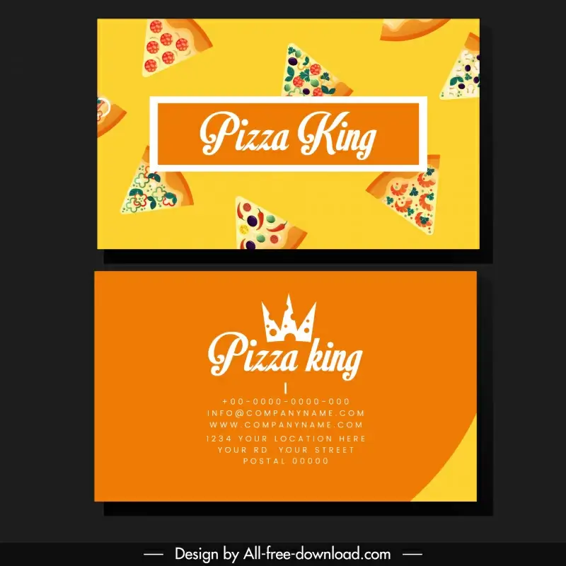 pizza restaurant business card template food pieces 