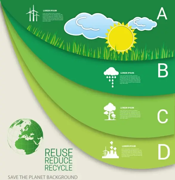 planet saving banner design with infographic style