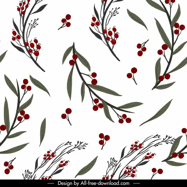 plant pattern template bright colored fruit leaf decor