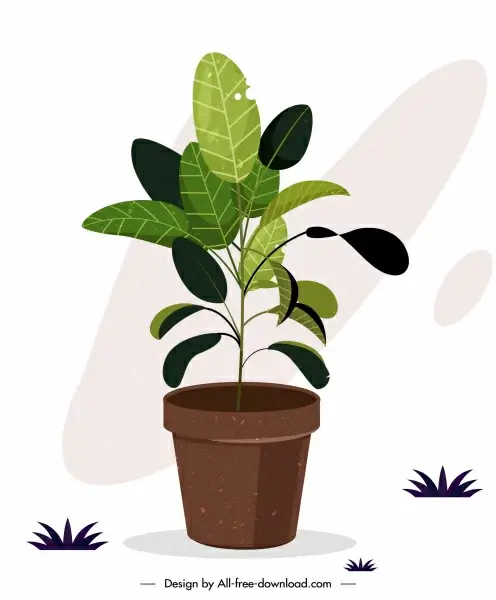 plant pottery icon colored classic sketch