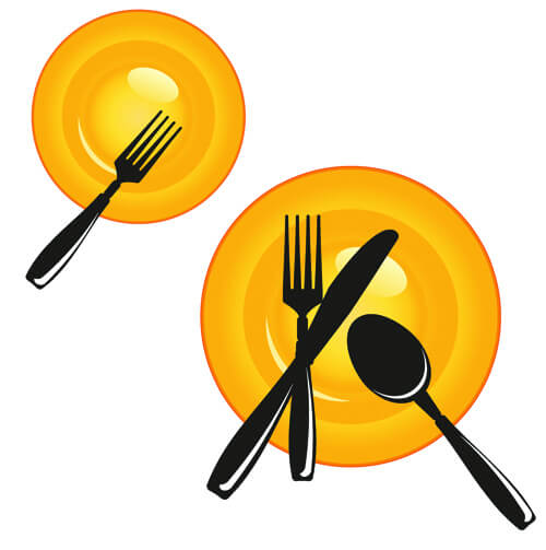 plate and cutlery creative vector set