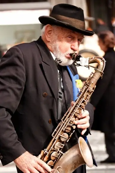 playing saxophone