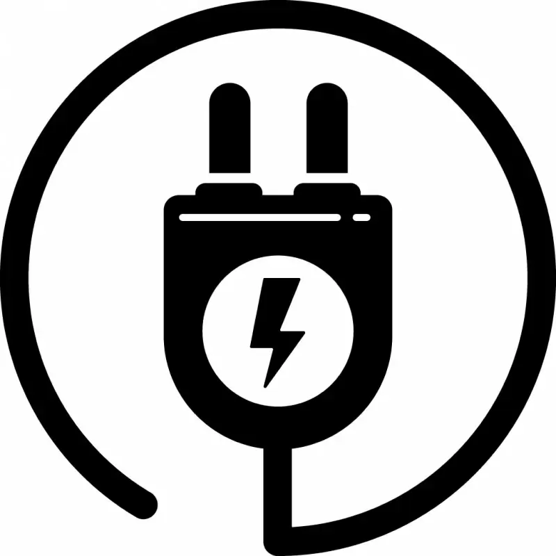plug sign icon flat black white symmetry outline