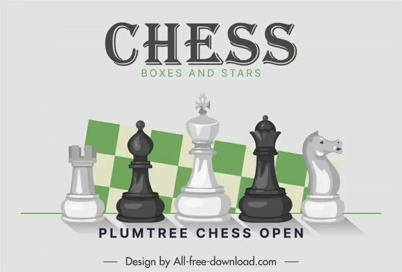 plumtree chess open tournament poster template classical design 