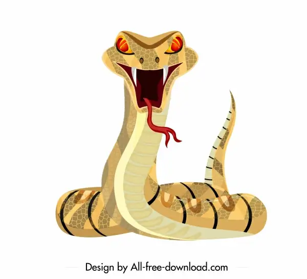 poisonous cobra icon modern bright 3d sketch