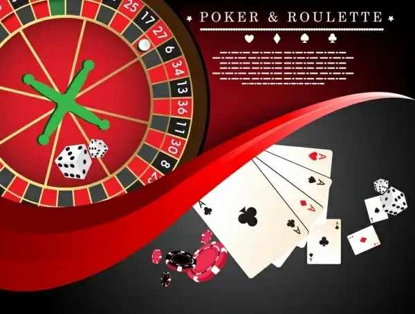 poker roulette background card cubes wheel icons decoration