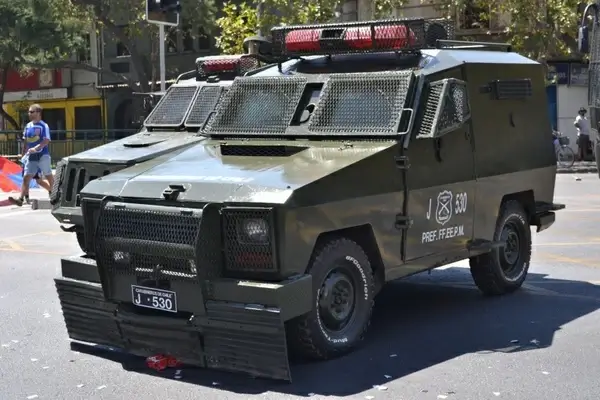 police armed vehicle protest