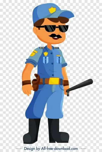 police career icon cartoon character sketch