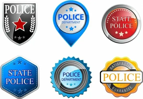 police medal collection various shiny colored shapes