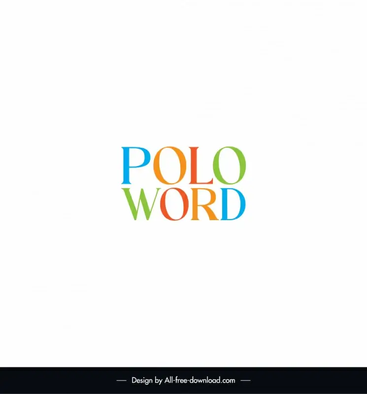 polo word logo elegant flat colorful texts