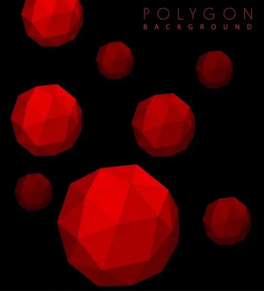 polygonal spheres background 3d red dark design