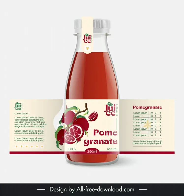 pomegranate juice label template elegant realistic