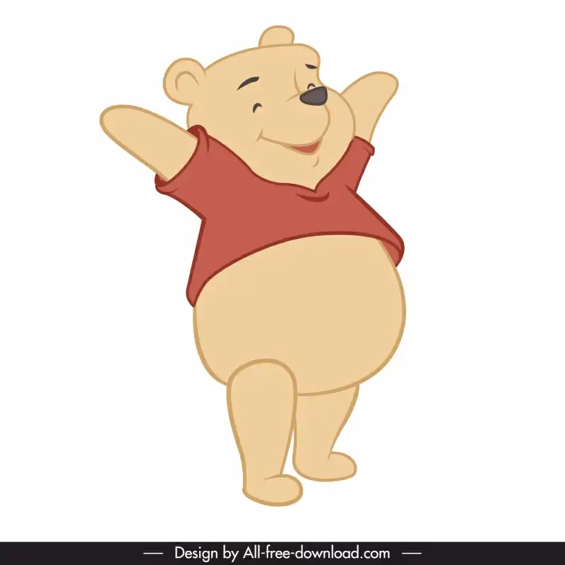 pooh bear icon cute stylized cartoon design  