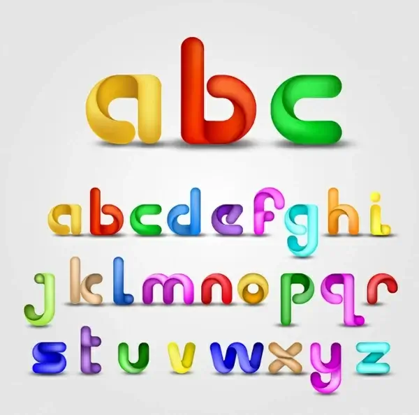 alphabet background template bright colorful 3d letterings sketch