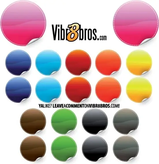 colorful round stickers collection with swirl edge design