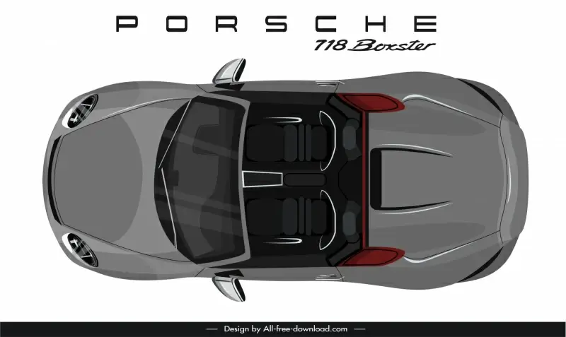 porsche 718 boxster car model advertising template modern top view design 