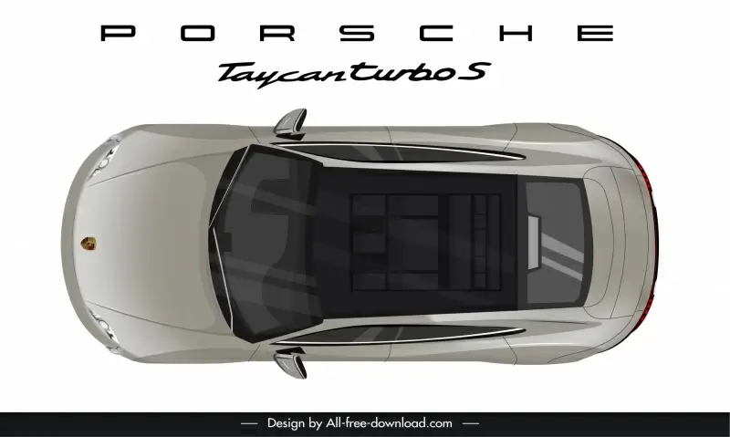 porsche taycan car model icon modern flat top view sketch