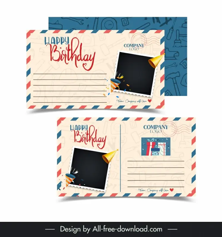 postcard birthday template flat classical design