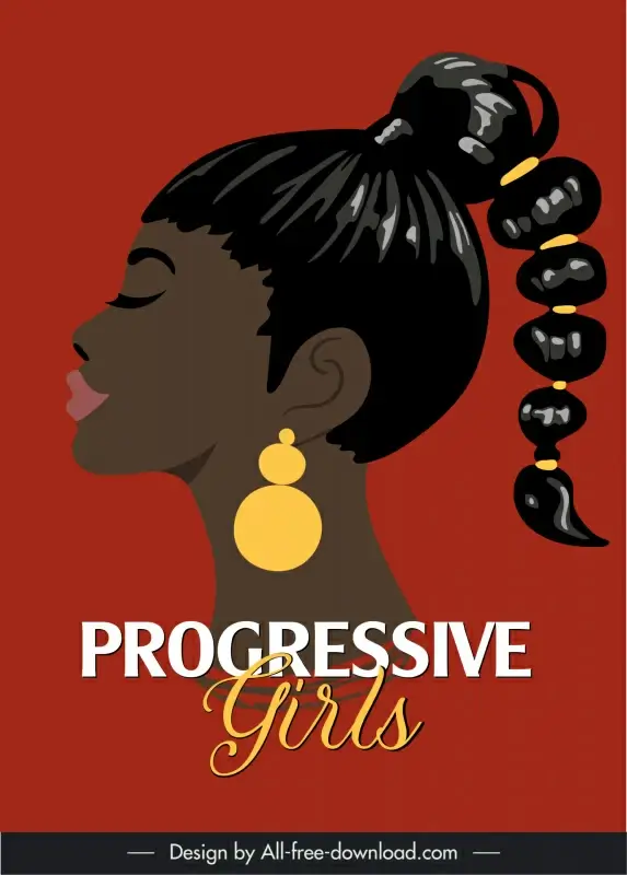 poster black adolescent girls template closeup cartoon sketch