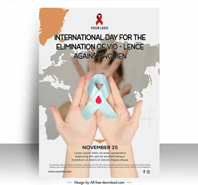 poster world day for the elimination of violence against women template hands holding knot sketch modern closeup realistic design 