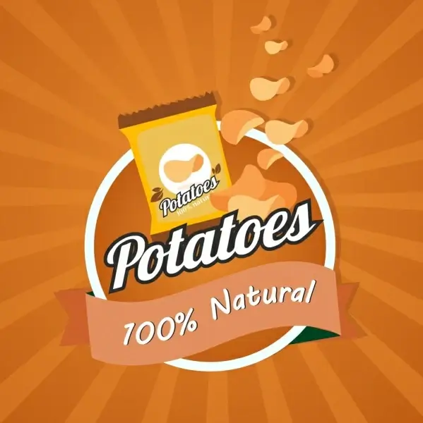 potato advertisement chip snack icons decor