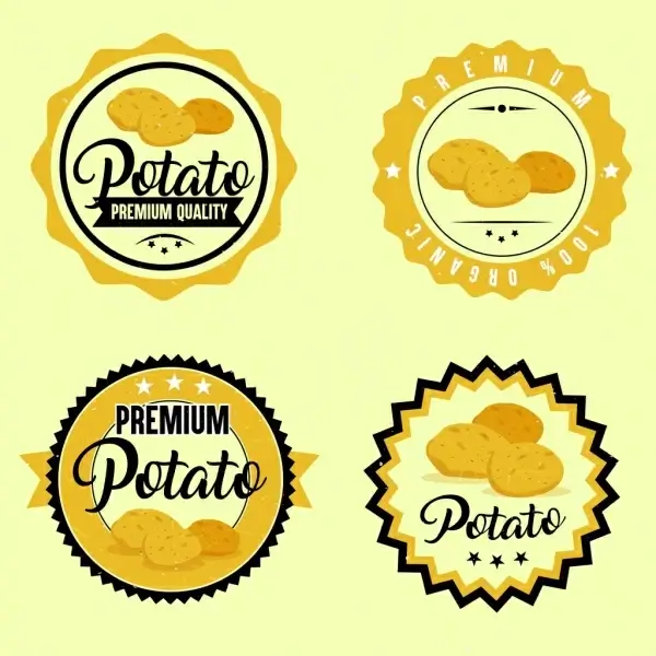 potato label template yellow circle design