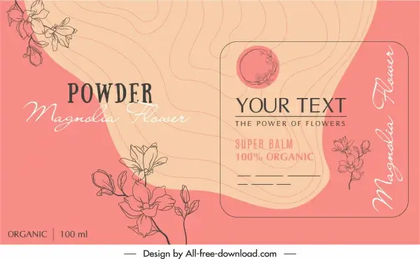 powder label template elegant handdrawn classic floral decor