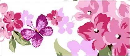 Powder purple flowers and butterflies