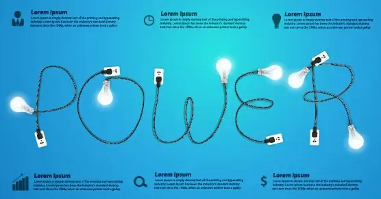 power supply with light bulb creative business template